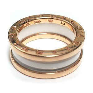 18K Rose Gold & White Ceramic B.ZERO1 Ring Size 6